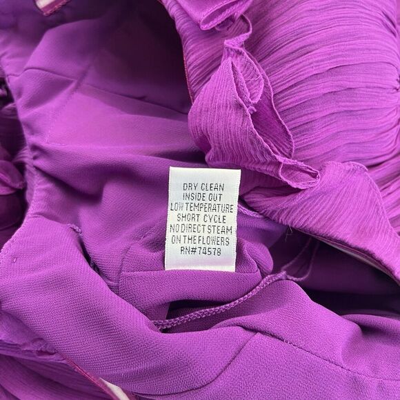 CACHE Y2K Silk Mini Dress Sz 2 Purple Ruffled One Shoulder Fairy Cocktail - Picture 15 of 15